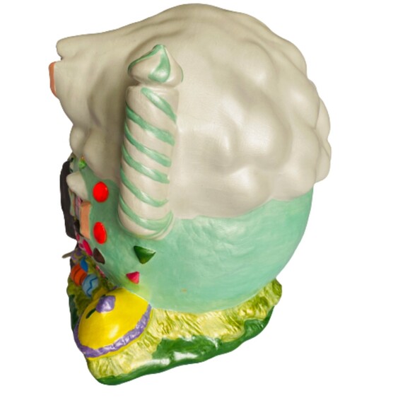 Vintage Ceramic Easter House Lamp Handpainted Bunnies Spring Decor 12x8.5" - Picture 4 of 9